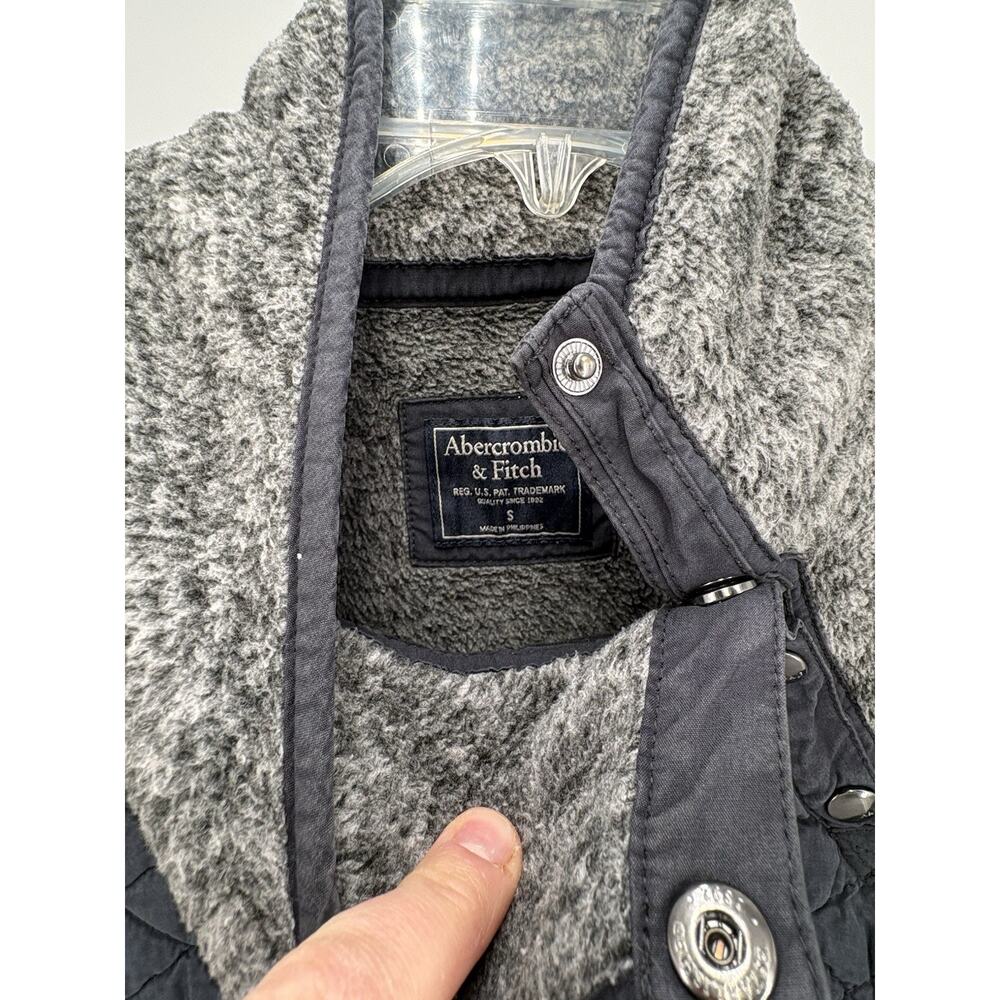 Abercrombie & Fitch Jacket Womens S Heather Gray Fleece Asymmetric Snap Pullover - Picture 5 of 8